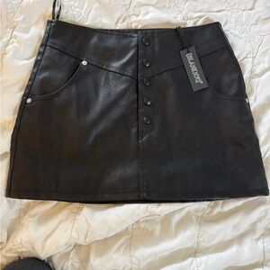 BLANKNYC Black Faux Leather Button Front Mini Skirt Size 26